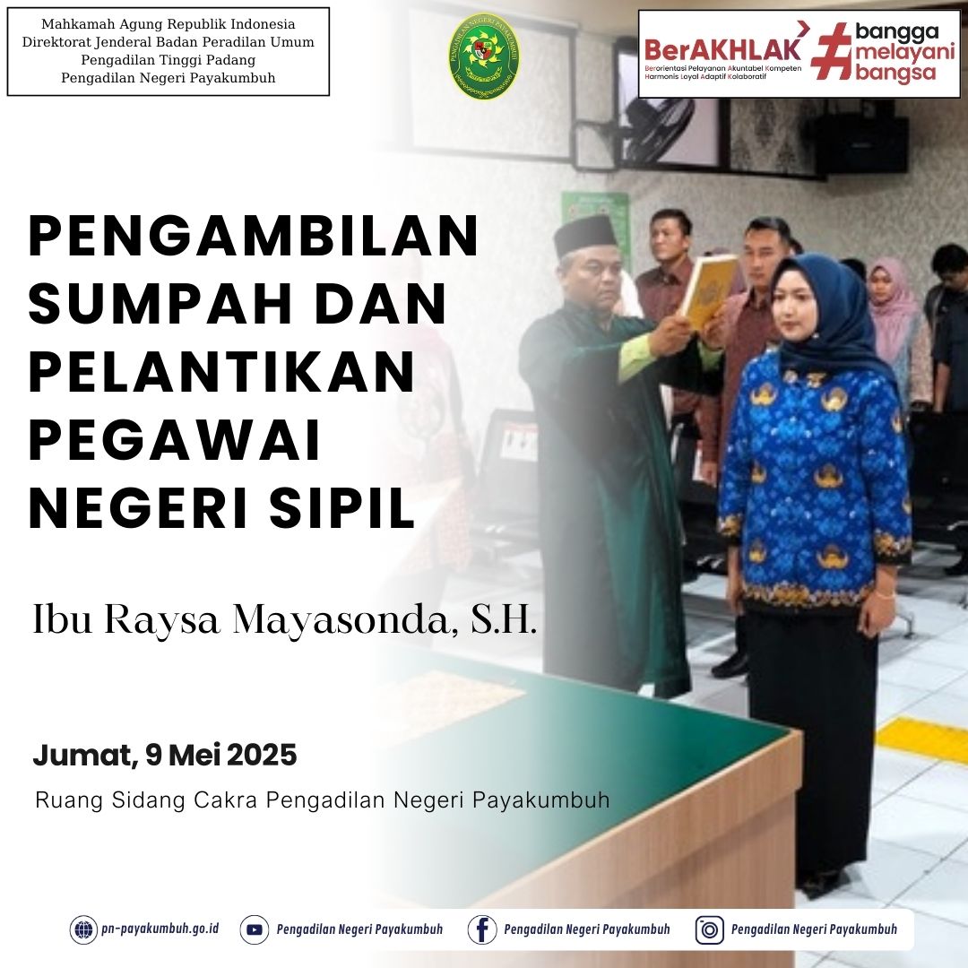Pengambilan Sumpah dan Pelantikan