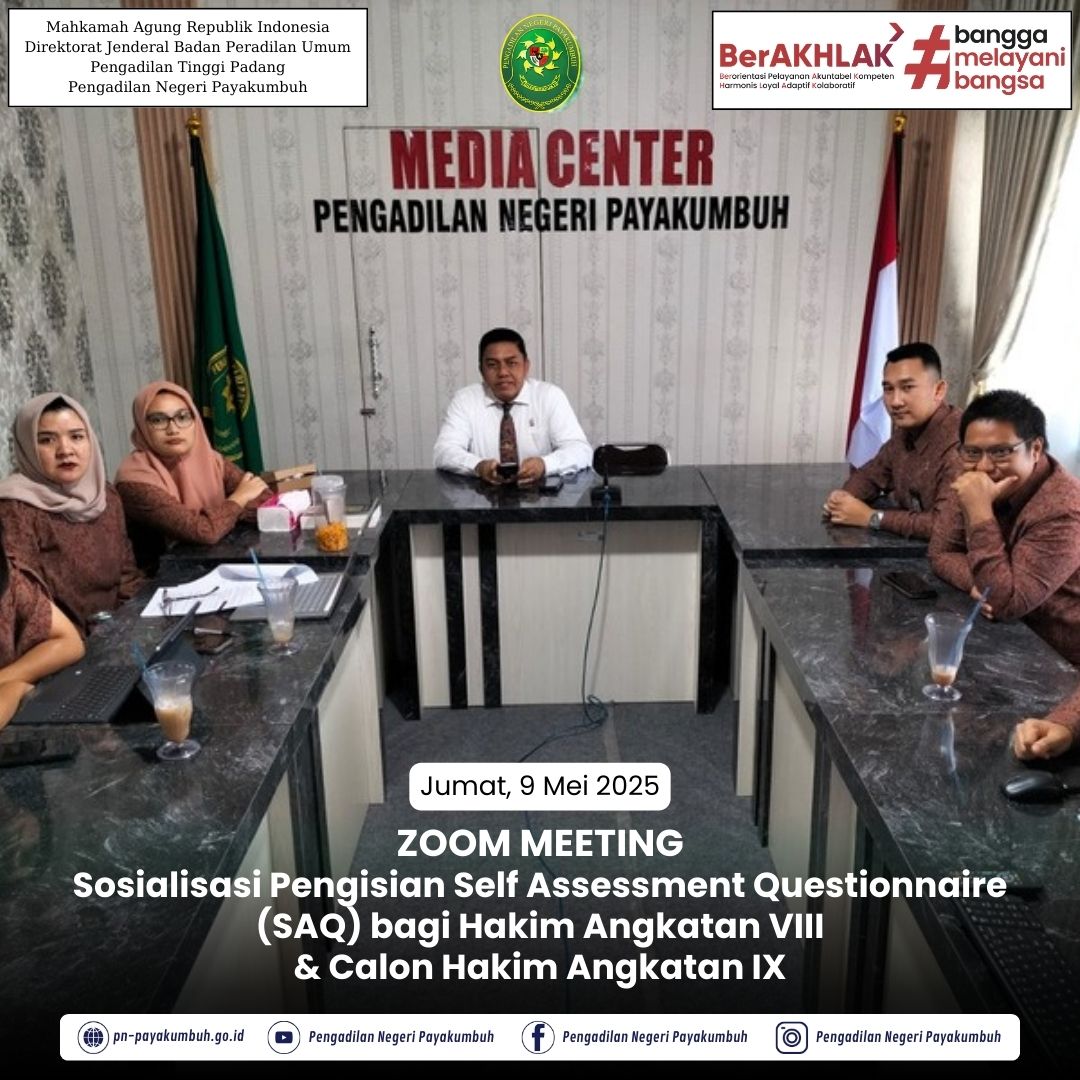 Zoom Meeting Sosialisasi Pengisian Self Assessment Questionnaire (SAQ)