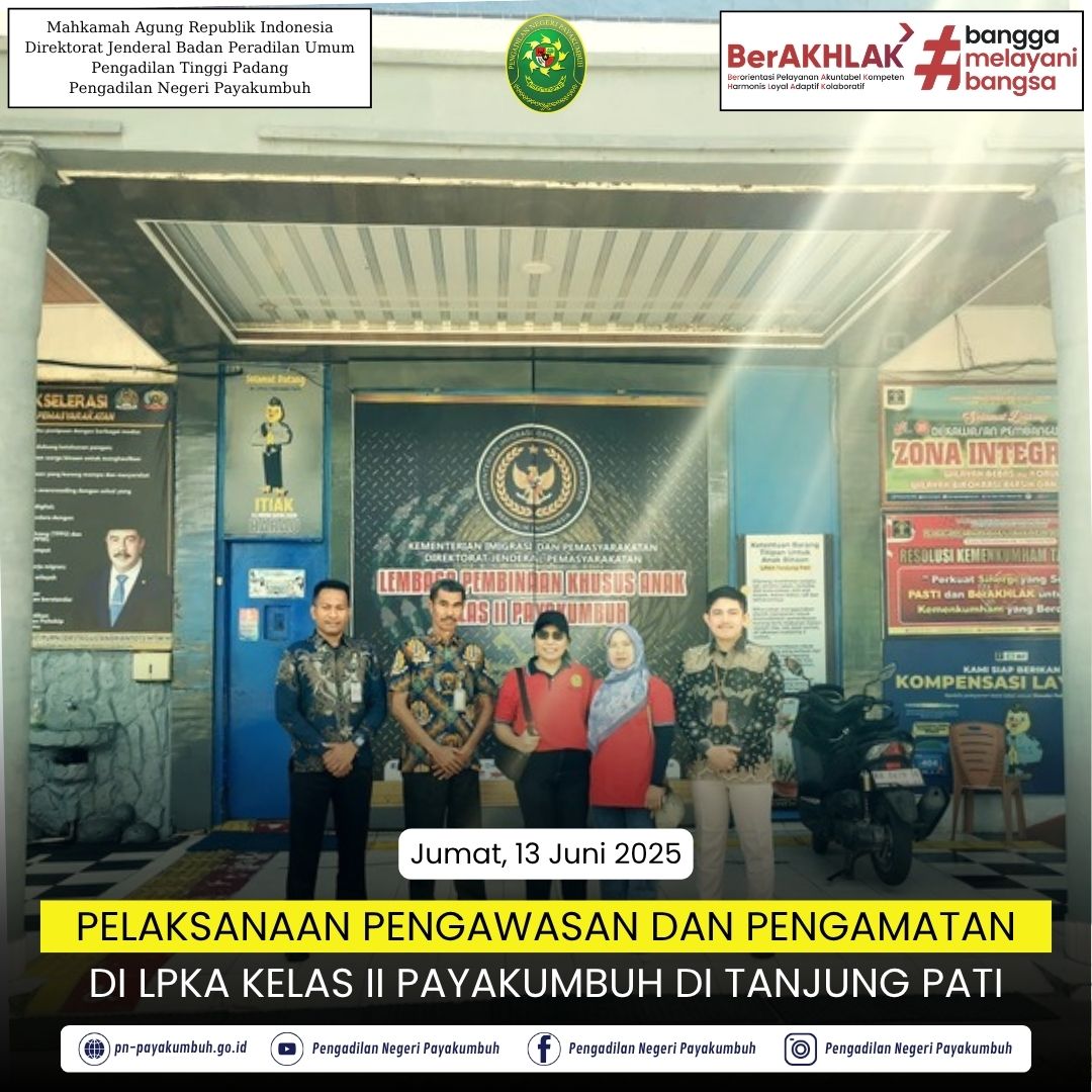 Pengawasan dan Pengamatan di LPKA Kelas II Payakumbuh di Tanjung Pati