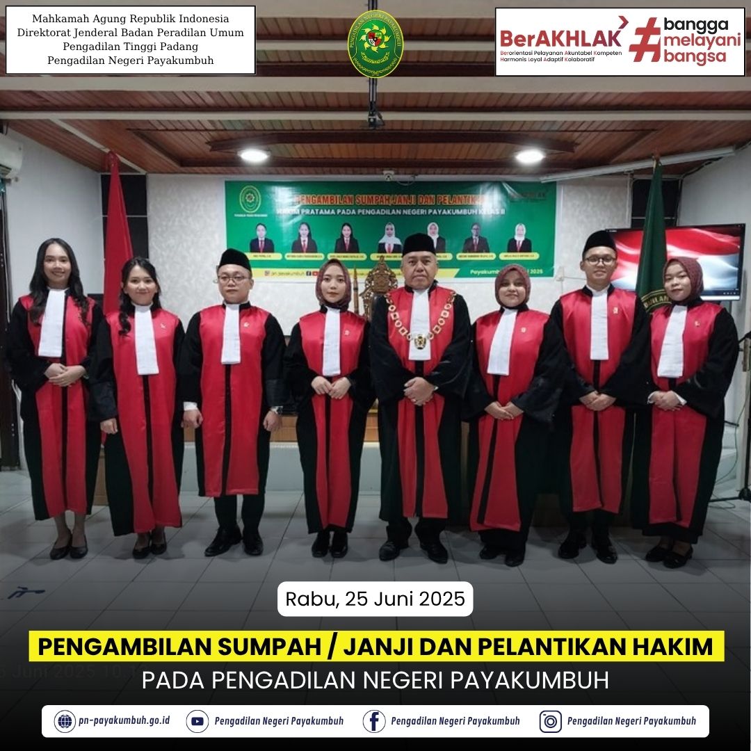 Pengambilan Sumpah dan Pelantikan Hakim